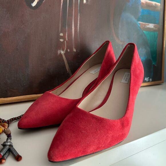 Cole Haan Red Suede Heels 7B - Picture 1 of 16